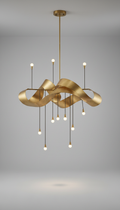 Brass Chandelier with Sculptural Arms